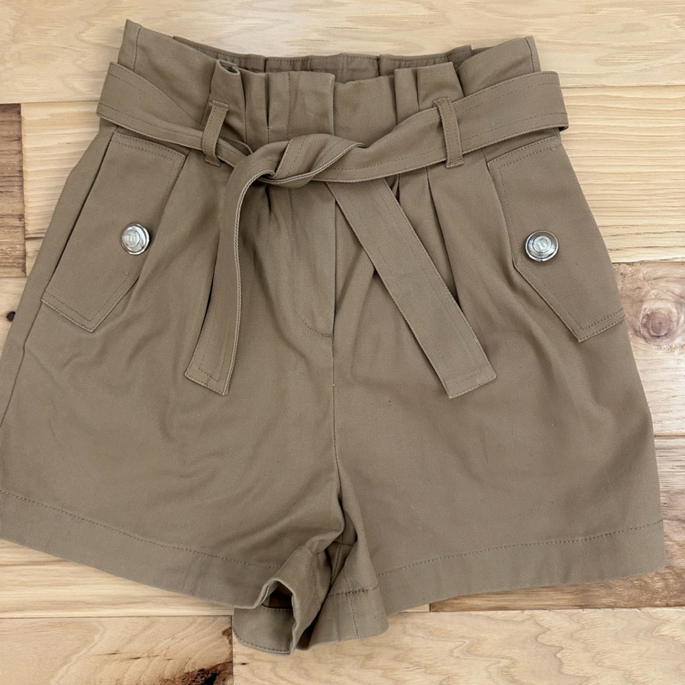 Maje khaki shorts with tie waist size 34